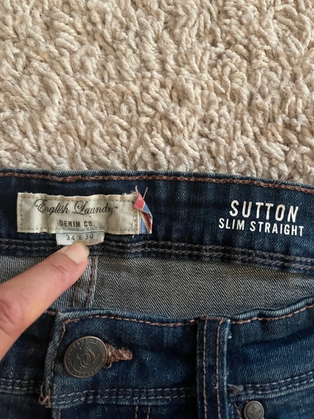 English Laundry Men's Sutton Slim Straight Dark Blue Jeans